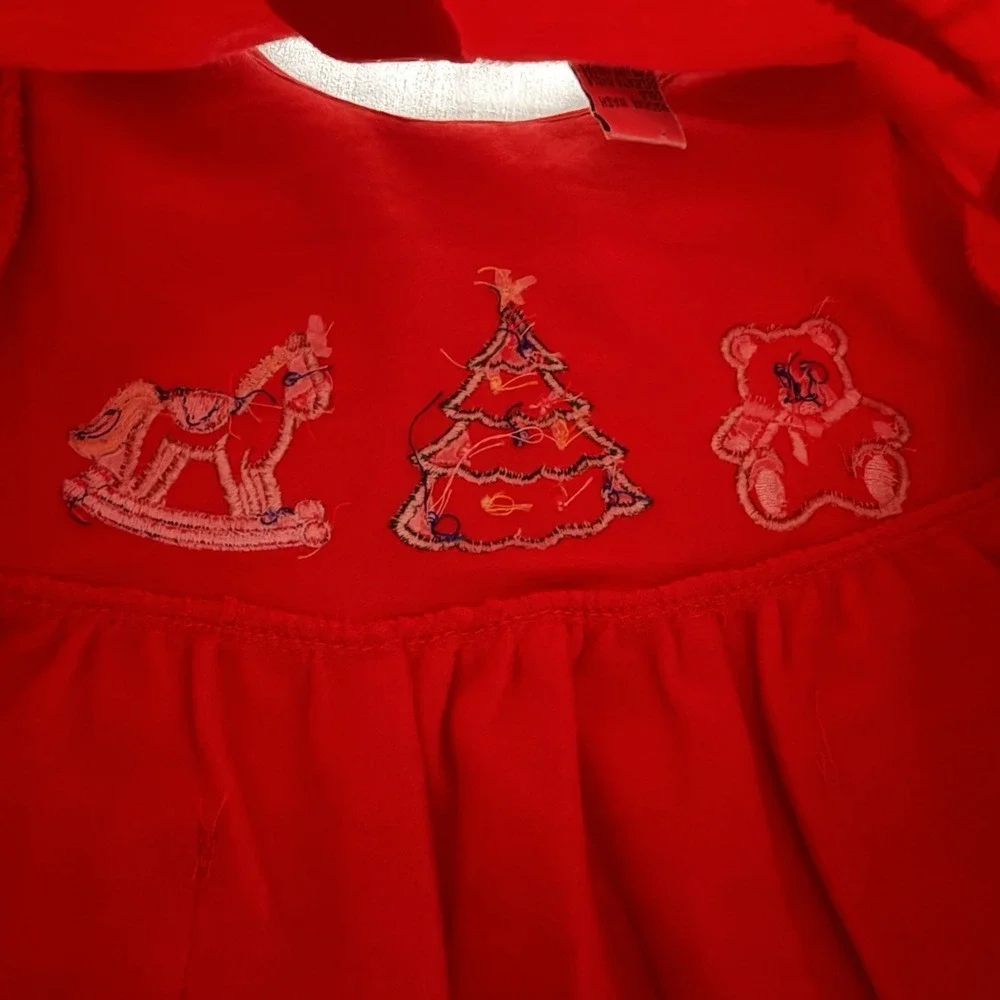 NWOT All Mine Christmas Baby 12 months 2 Piece Outfit Embroidered Tree Plaid Red
